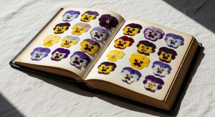 Vintage Flower Press Book Displaying Pansy Specimens