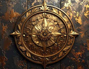 Ornate golden medallion with an intricate floral star design, a symbol of ancient power and forgotten legacy