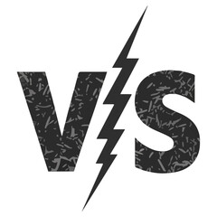 Versus symbol with lightning bolt for battle or challenge.