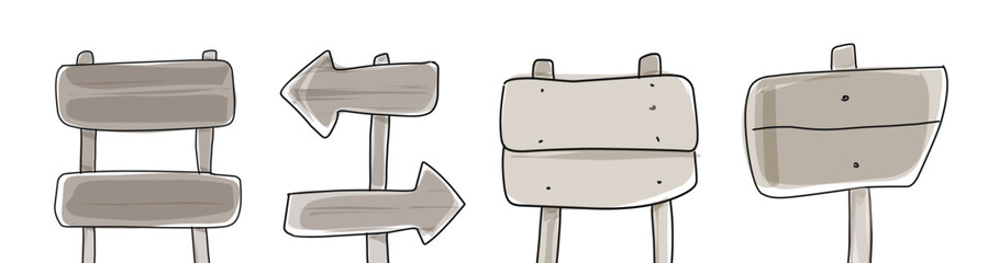 group of wooden sign board direction simple cartoon design .eps © Kreativ