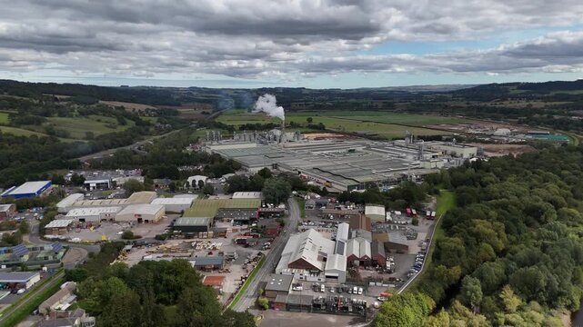 Aerial drone view Hexham north east england northumberland market town city british uk Tynedale