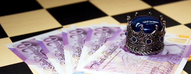 British pounds close up. The national currency of Great Britain