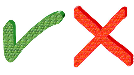 A Comparison of Green Checkmark and Red X Symbols