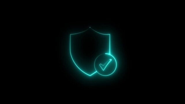 Glowing neon security CLD on circuit board background illustrating cyber cyber security lock success port congress concept.4k video motion graphic video