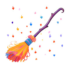 PNG Witch broomstick in a magical and colorful world