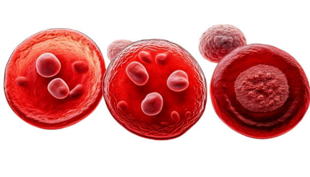 Human Blood Cells Medical Illustration Trio isolated on transparent background PNG