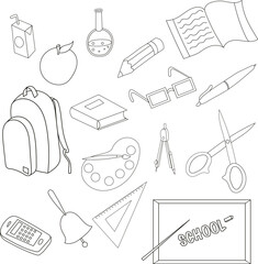 School icons set in outline style