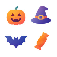 ハロウィンアイコンセット（グラデーション）｜Halloween Icons Set (Gradient)