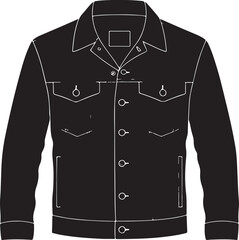 Denim jacket icon in silhouette modern style by advance white background.