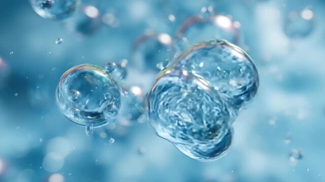 Bubbles are seen rising slowly through clear water, reflecting sunlight and creating a peaceful atmosphere. The gentle movement brings calmness to the surroundings, making this moment enjoyable