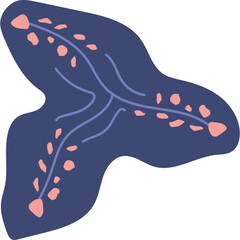 Abstract Decorative Leaf Design in Dark Blue and Pink.
