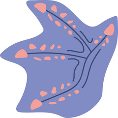 Abstract Purple and Pink Floral Design Element with Irregular Shape and Branching Stems.