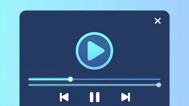 Modern media player interface displaying play controls and volume settings.