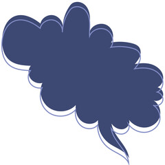 Stylized Dark Blue Speech Bubble with White and Light Blue Outline.