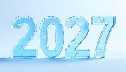 Happy new year 2027 made of ice isolated on white background