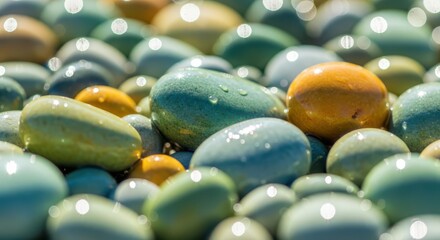 Close Up View of Smooth Wet Stones