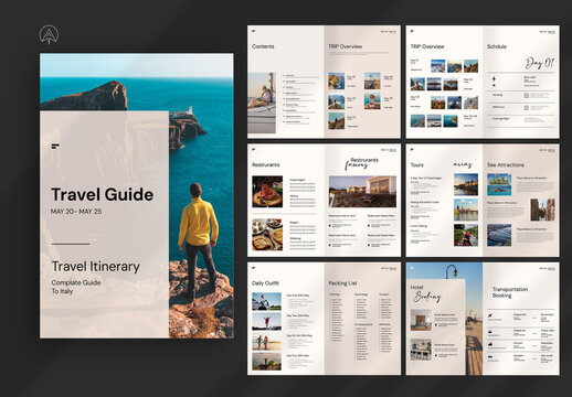 Travel Itinerary Magazine Template