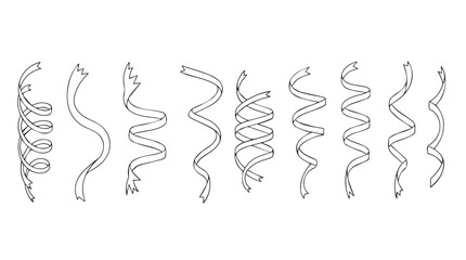 Set of hand drawn festive streamers party decorations isolated on celebration elements vector © MstMili