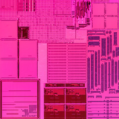 macro photography of semiconductor chip circuit with colorful reflection