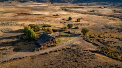 Rustic Hut Amidst Vast Plains - A Serene Landscape.