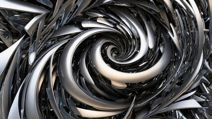 Abstract Metallic Swirl Fractal Structure chrome