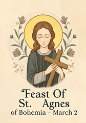 Feast of St. Agnes of Bohemia – Saint Portrait Illustration (March 2)