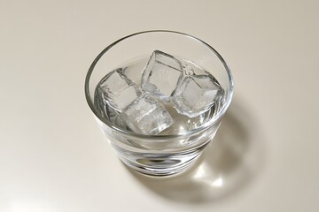 Refreshing Glass of Water with Ice Cubes Still Life Photography