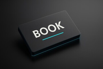 Black button with glowing word book representing digital reading
