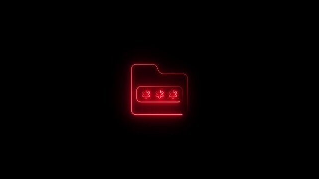 A glowing red neon folder icon with the words adobe stock inside, set against a black background, creating a modern and eye catching visual for digital content