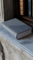 Gray Hardcover Book Mockup on Antique Mantelpiece