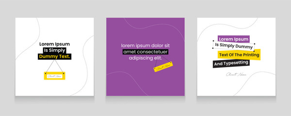 Fototapeta premium Creative quote template for social media promotion. Client testimonials design set. Minimal client review post banner bundle.