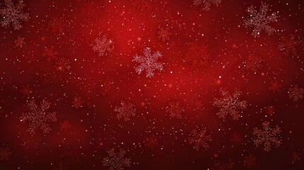 Abstract Red Background with Sparkling Snowflake Pattern