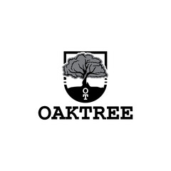 Oak Tree Silhouette of Tree Vector Logo Design Template
