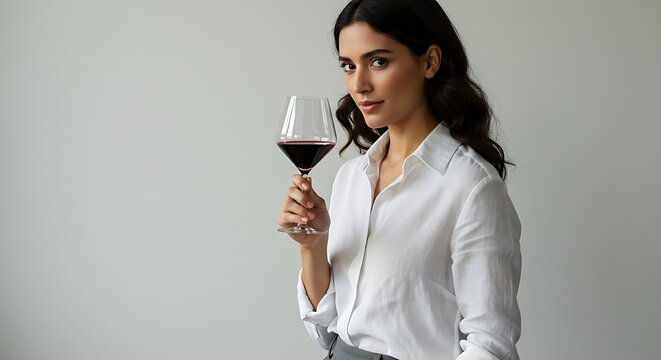 Woman with wine glass editorial minimalist concept - Powered by Adobe