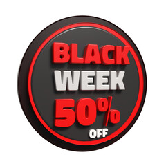 Black week sale badge with 50% off