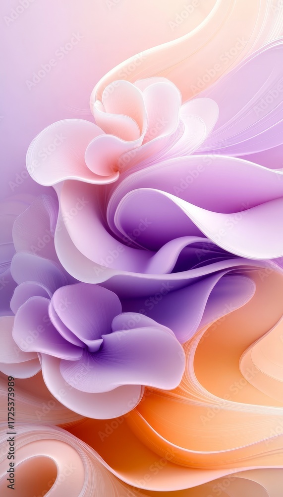 Canvas Prints abstract gradient flow featuring feathered texture and soft color waves in plum and sand tones