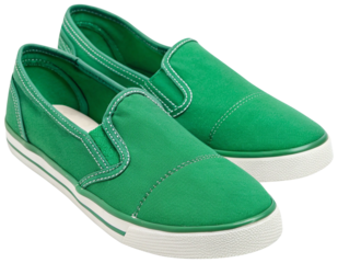a pair of green canvas shoes