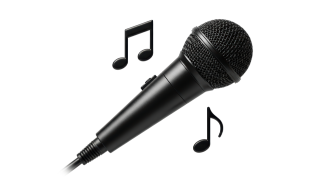 Isolated microphone conveys a message of music, voice, performance, or announcements