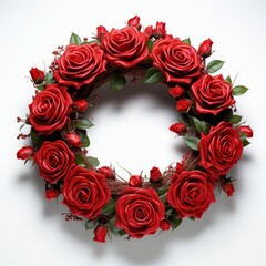 Beautiful Valentine's Day Wreath of Red Roses