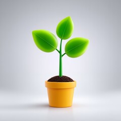 Bright Green Plant Sprout in Small Orange Pot