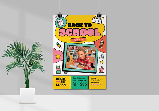 Back to School Poster Template For Admission Campaign With Colorful Design