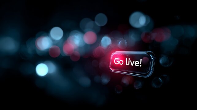 Bright go live button on dark background indicating live streaming readiness