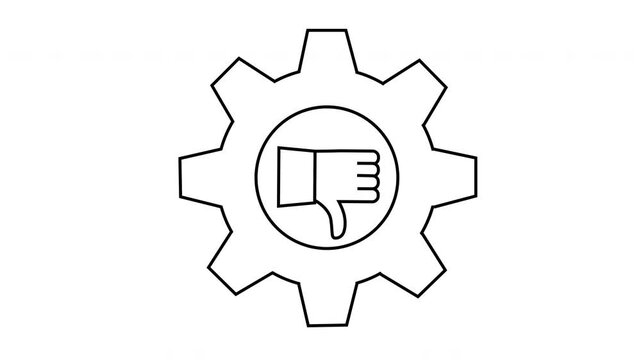 sketch of dislike icon and gear icon