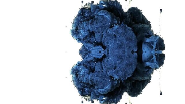 Vertical video. Blue-black abstract magical shamanic ritual. A confusing whirlwind of events. An extraordinary element of watercolor ink. Explosive metamorphoses