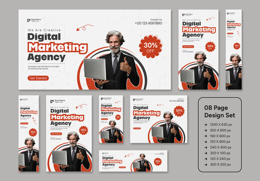 Digital Marketing Agency Web Ad Banner Set Layout
