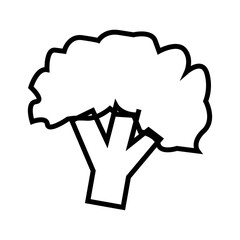 Outline drawing of a tree with fluffy foliage and visible trunk vector