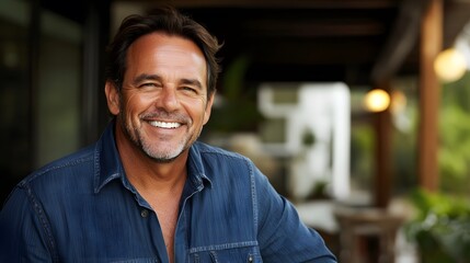 Fototapeta premium Happy Mature Man Smiling Outdoors Portrait Photography