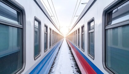 Two trains meet in the snow