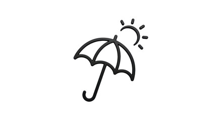Isolated summer icon, umbrella icon and sun, weather symbol, outline for graphic designs