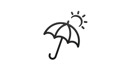Isolated summer icon, umbrella icon and sun, weather symbol, outline for graphic designs